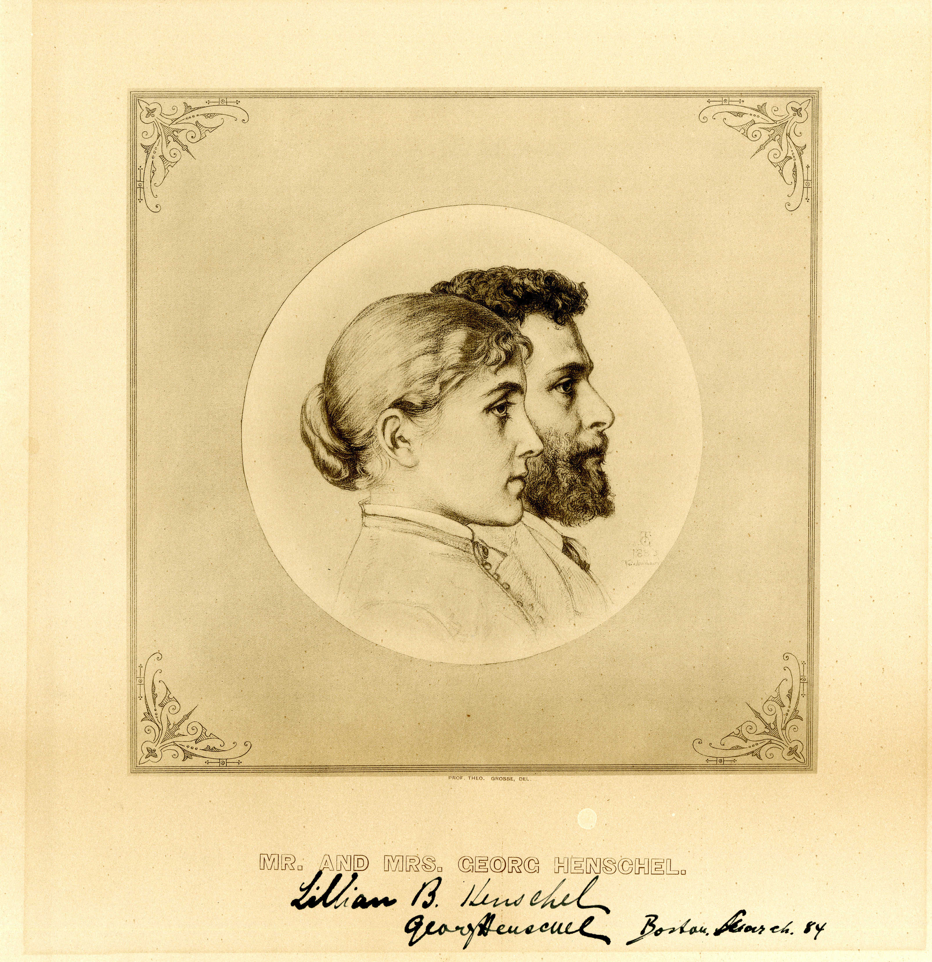 Profile portrait of Lillian Bailey Henschel and Georg Henschel