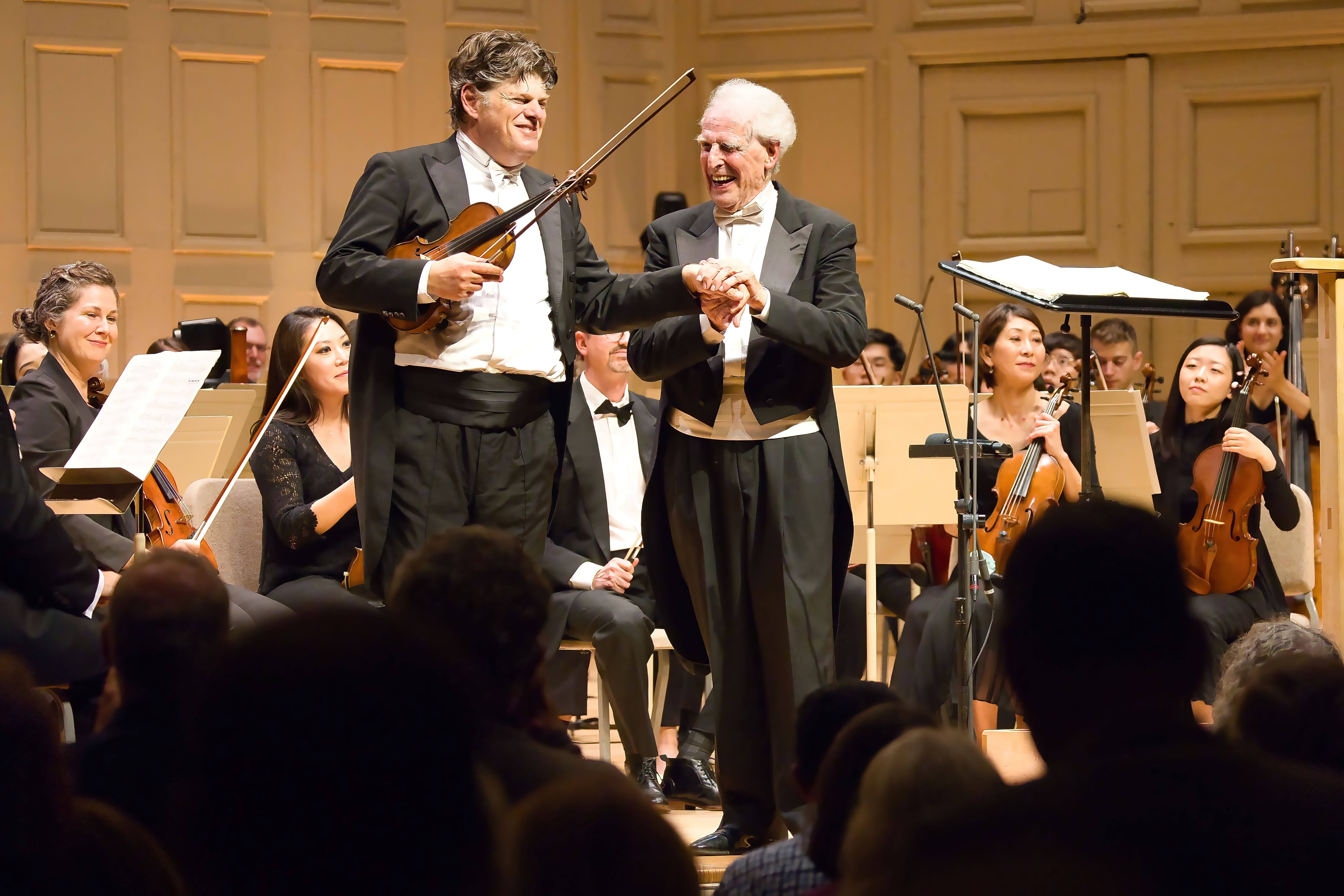 Guy Braunstein and Benjamin Zander face the audience at Symphony Hall