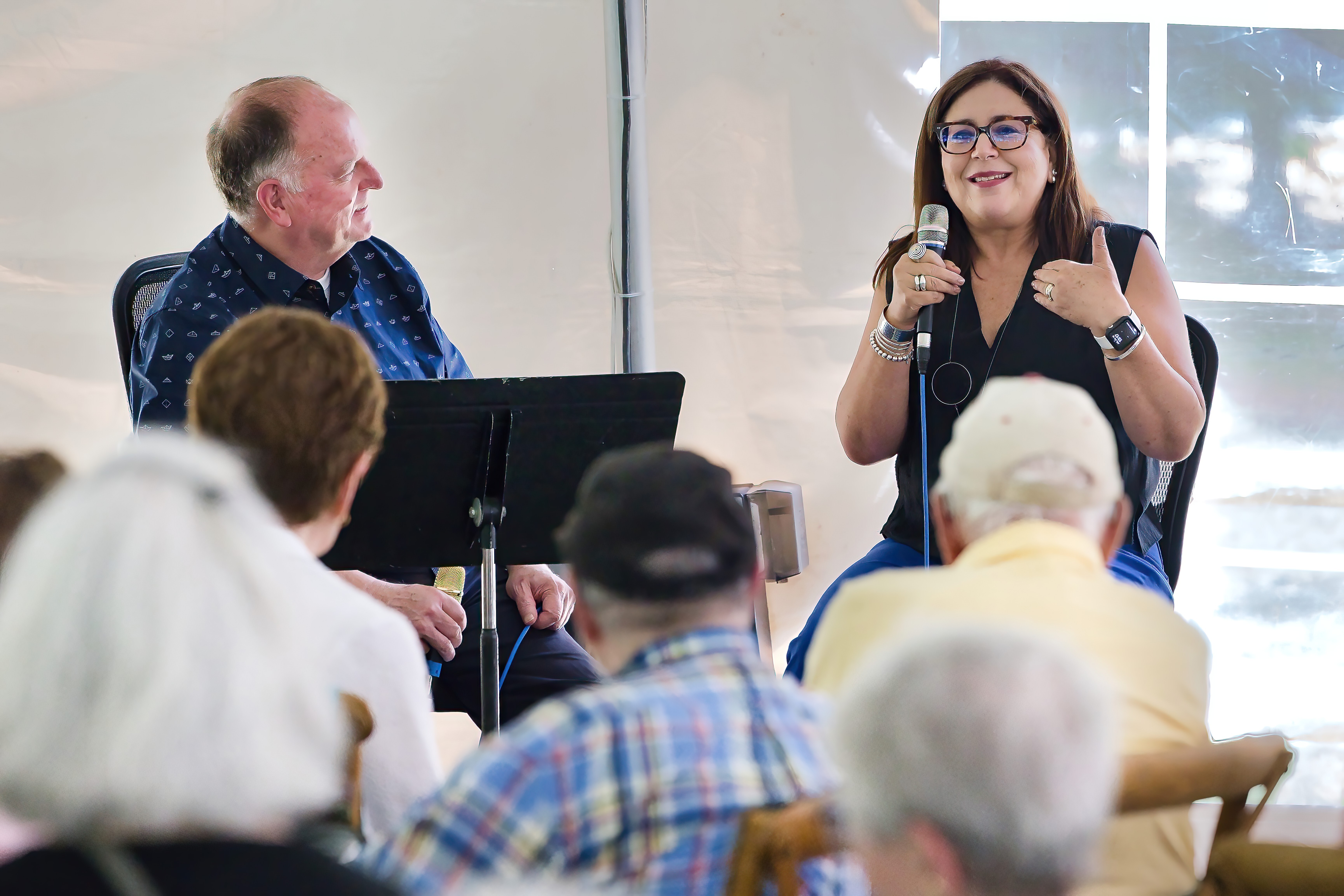 Gabriela Ortiz speaks to the audience during Talks and Walks