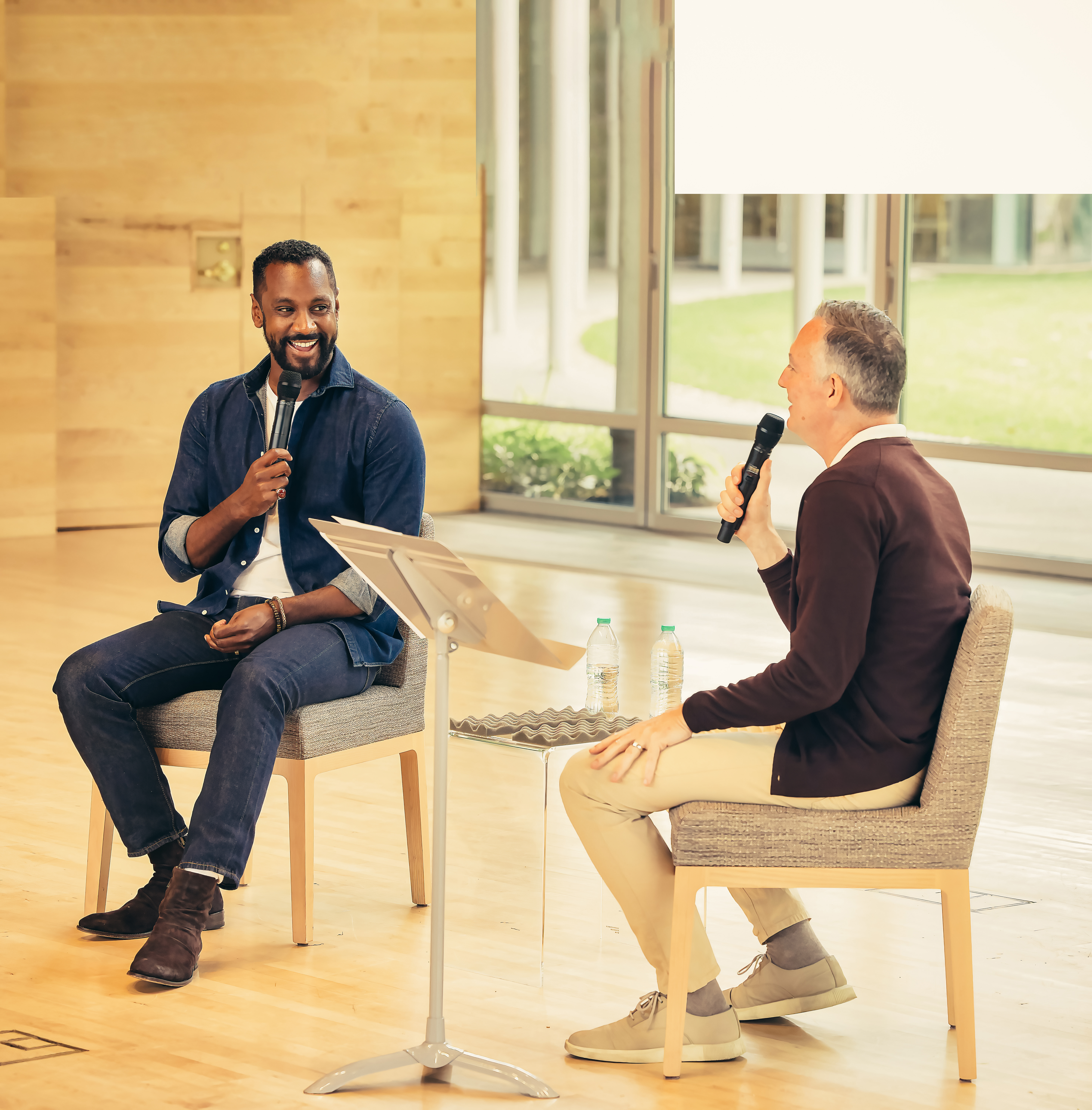 Composer Carlos Simon and artistic admin Eric Valliere at TLI In Conversation in Studio E