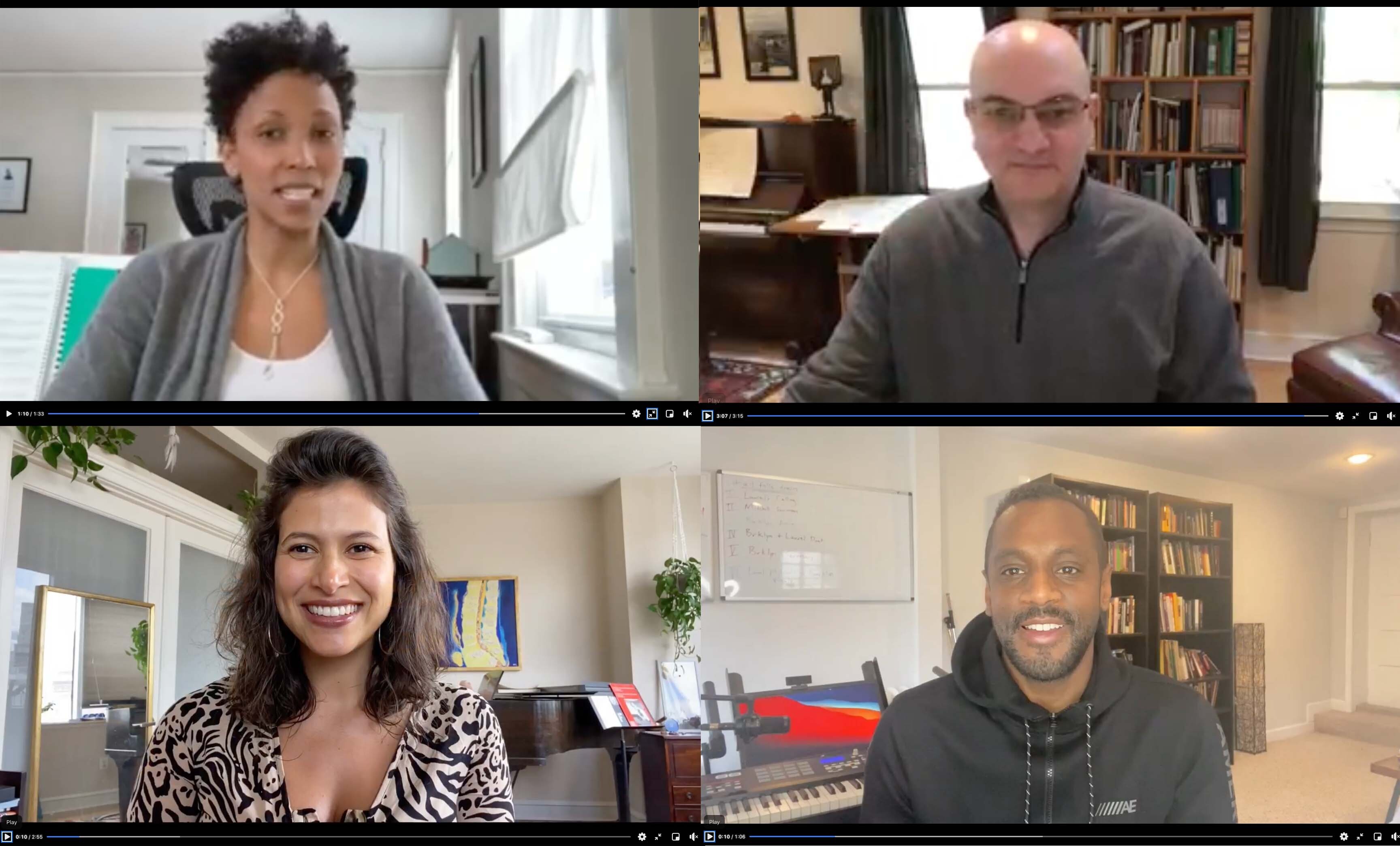 Four people in video frames