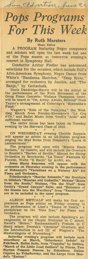 Scan of newspaper clipping from the Sunday Advertiser