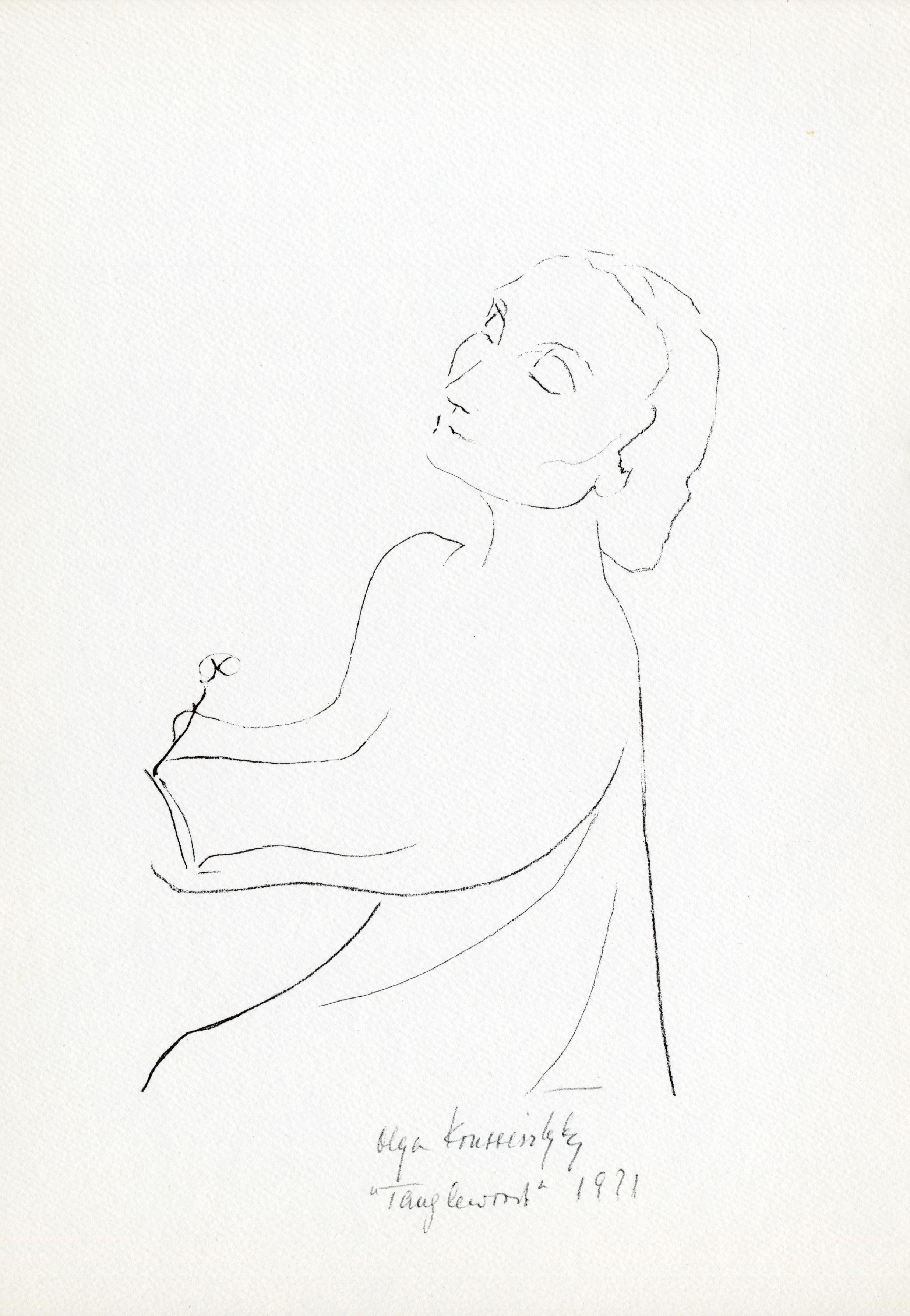 Sketch by Olga Naumova Koussevitzky: self-portrait