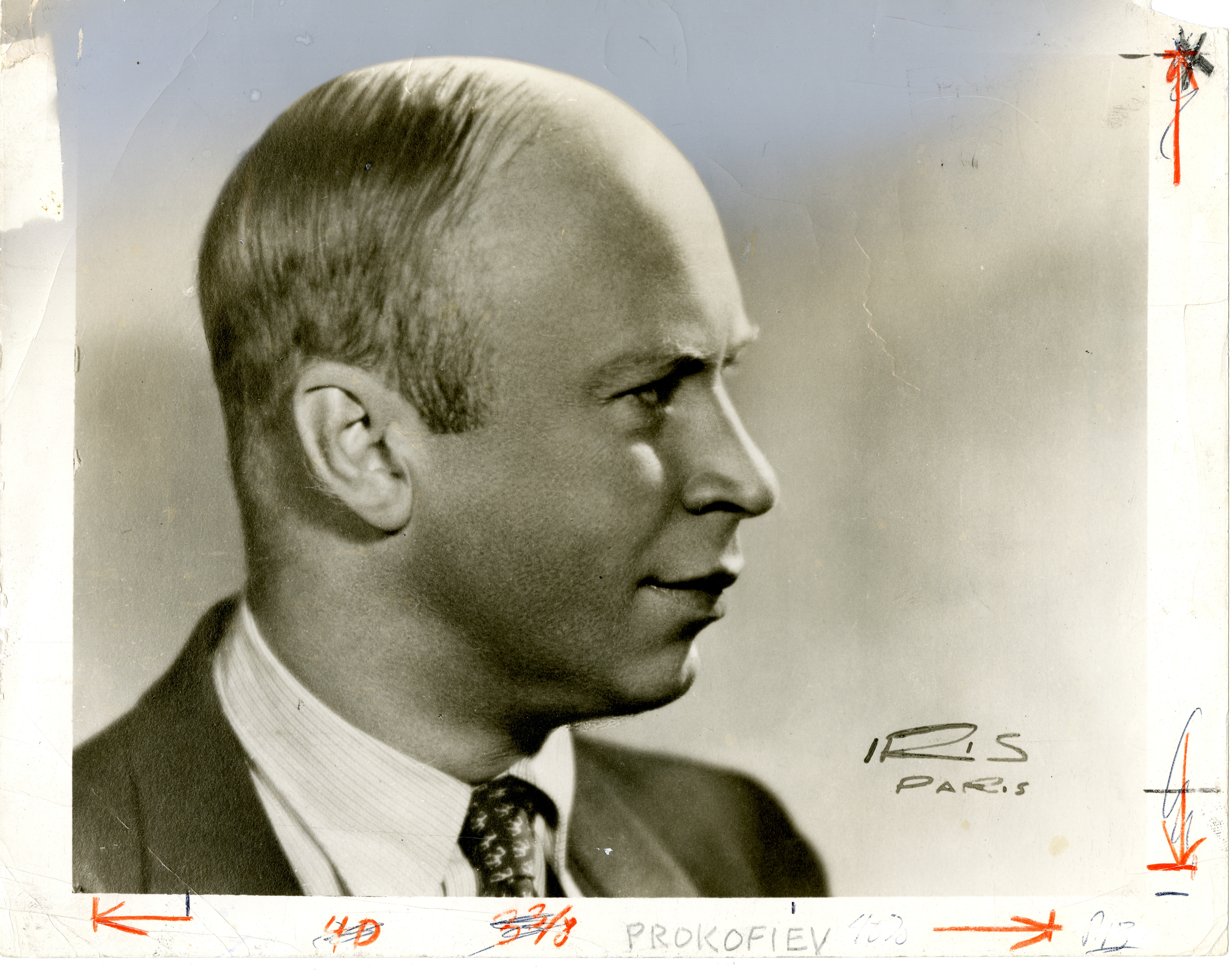 Headshot of composer Sergei Prokofiev in profile