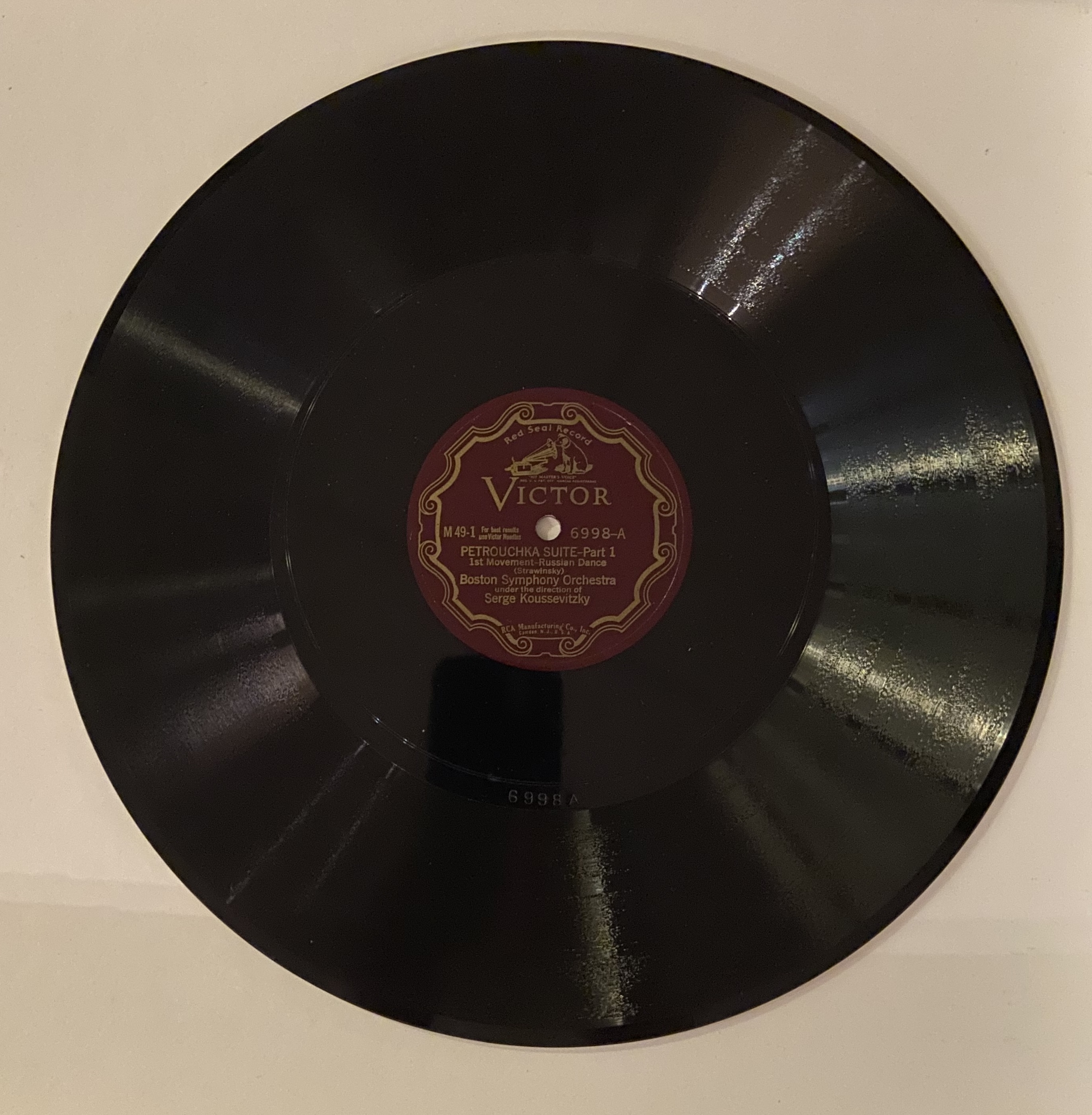 Victor Talking Machine 78 rpm recording of Stravinsky's Petrouchka from 1928