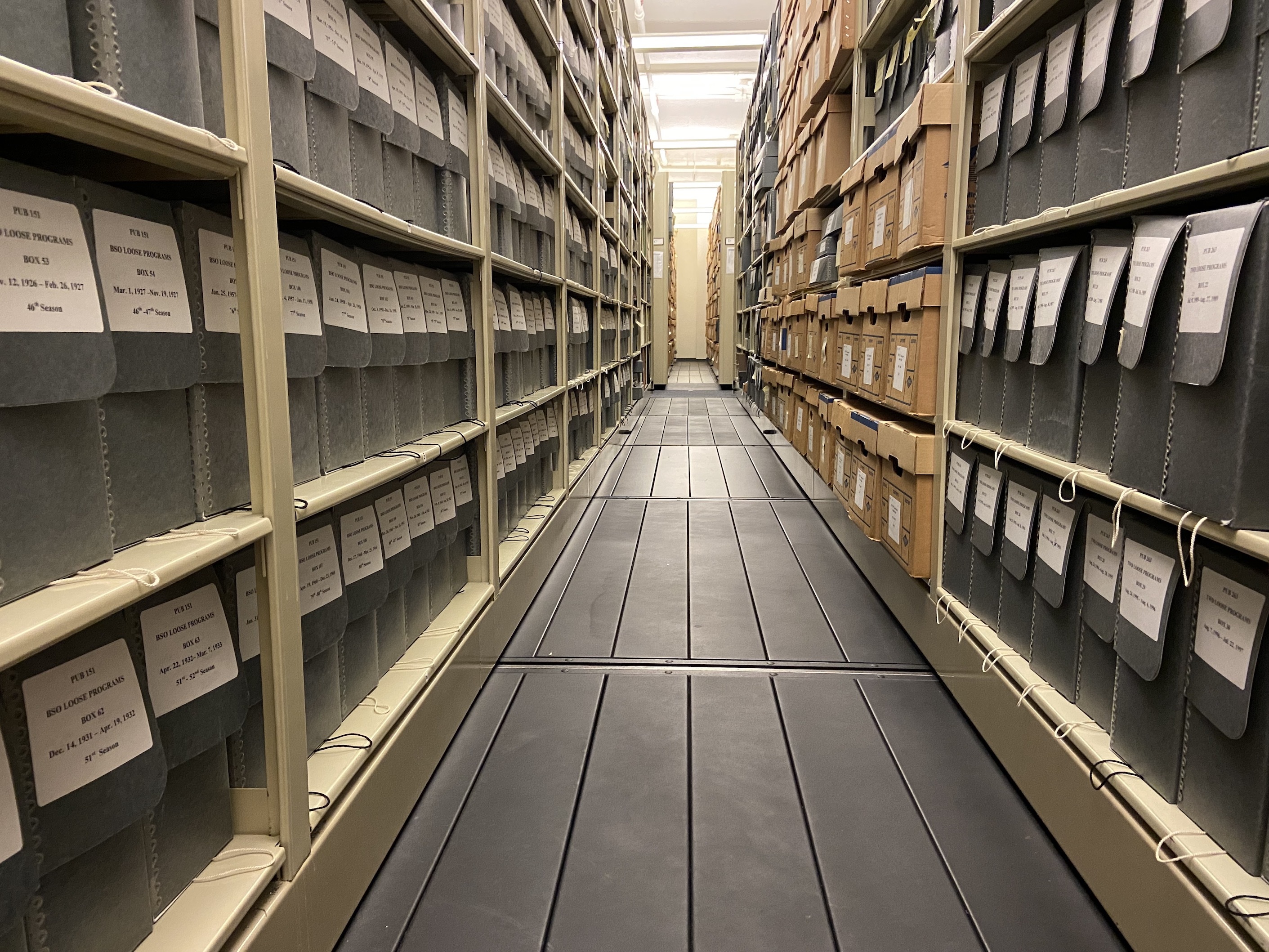 Shelves of archives materials