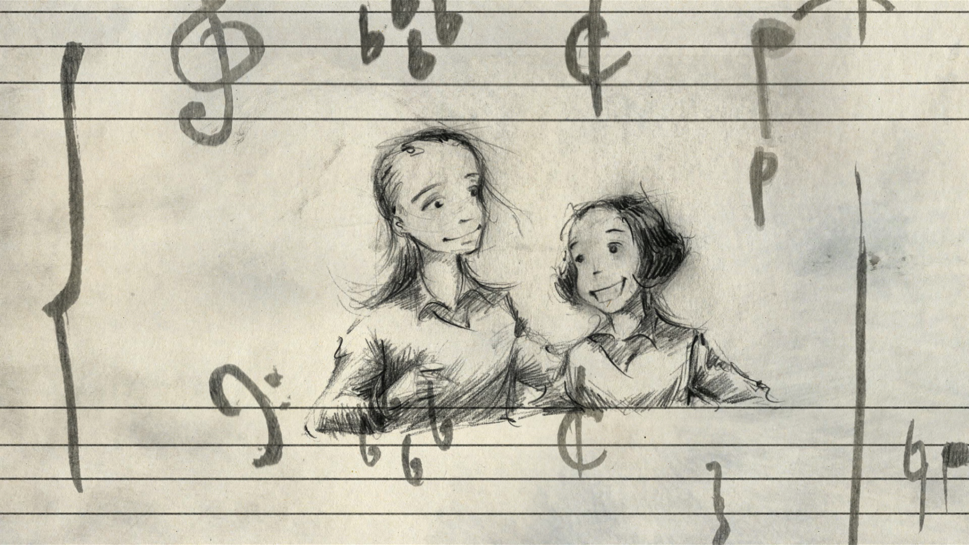 A still frame from the movie "The Chopin Shorts"