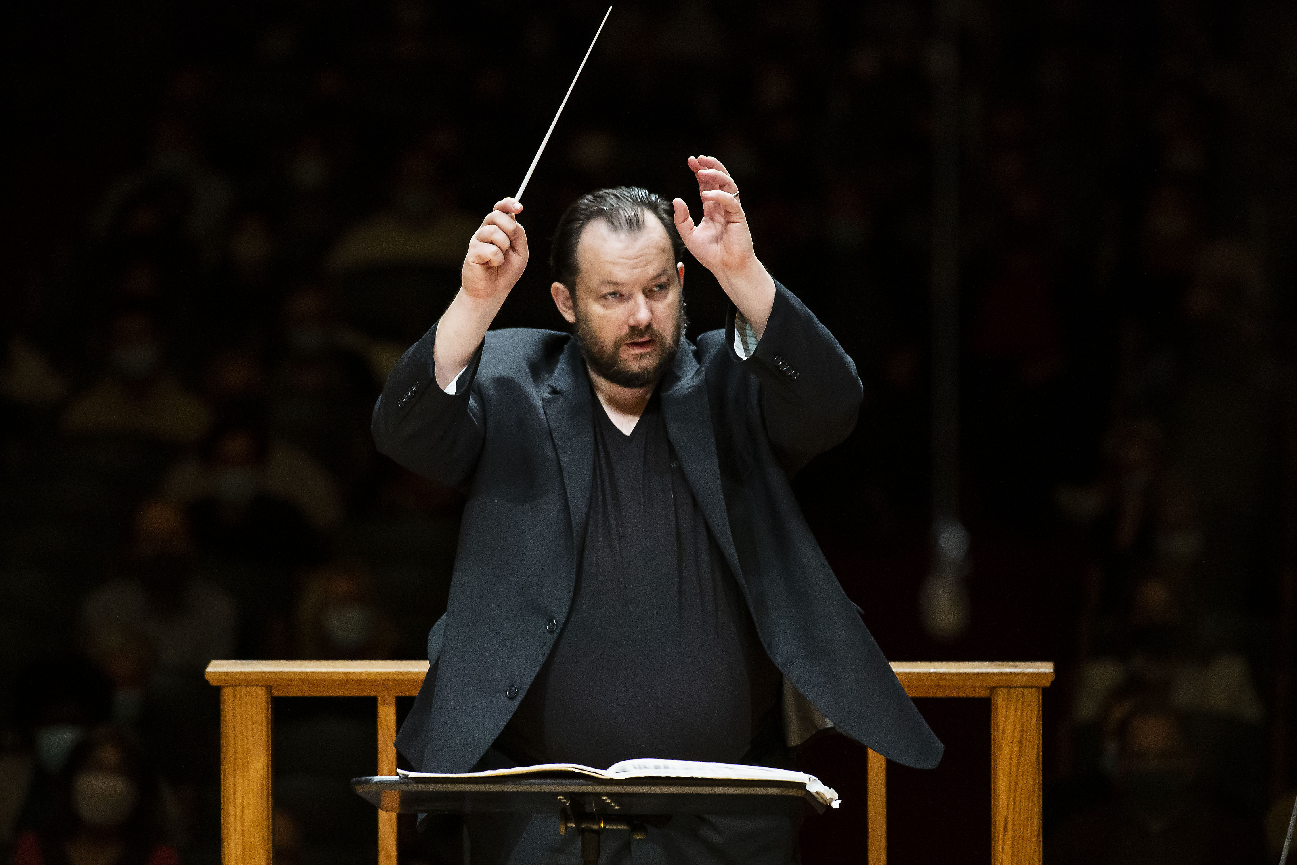 Andris Nelsons conducting at Symphony Hall, Boston,