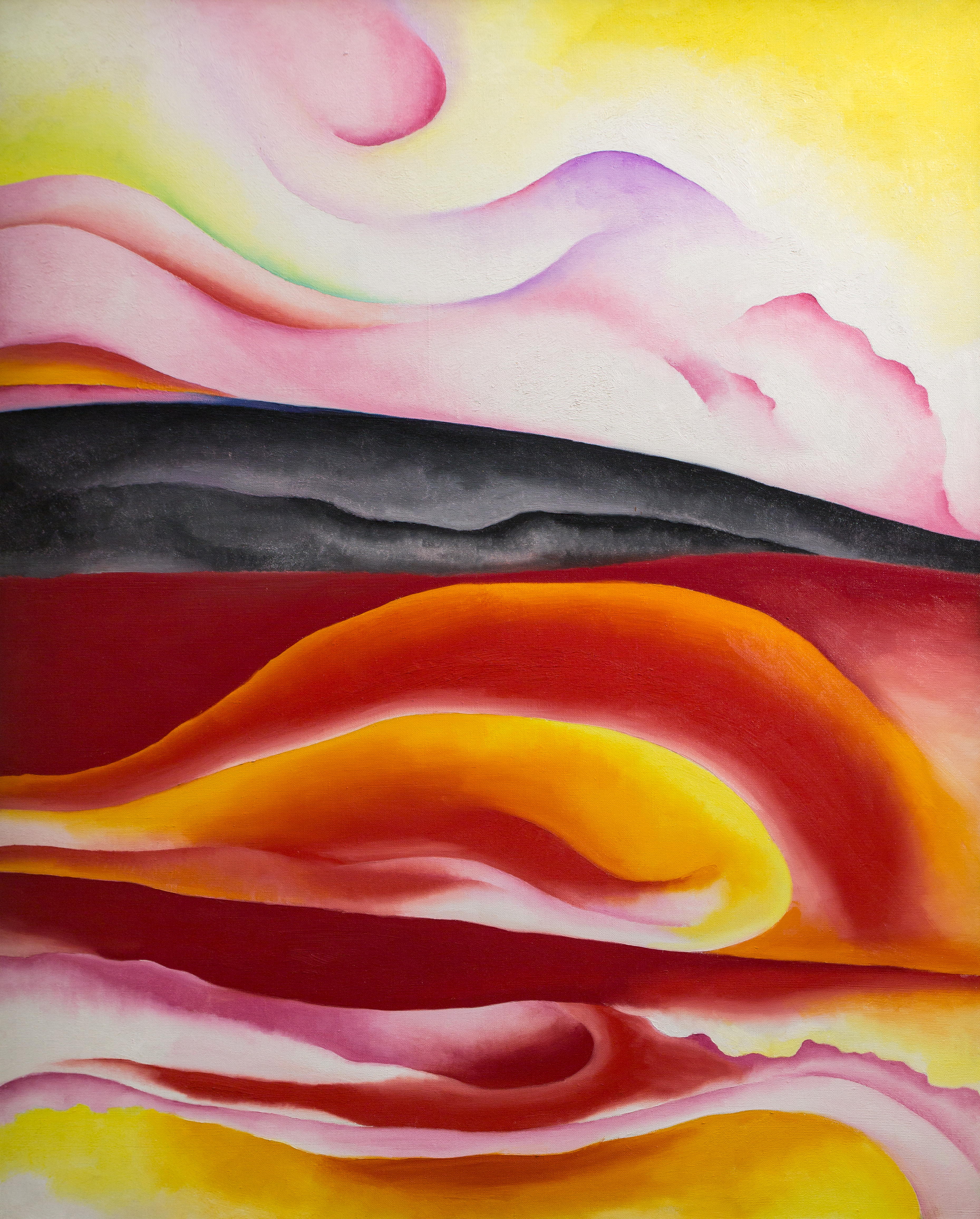 A 1924 oil painting by Georgia O'Keeffe that depicts a swirling dance of red, yellow, and black colors
