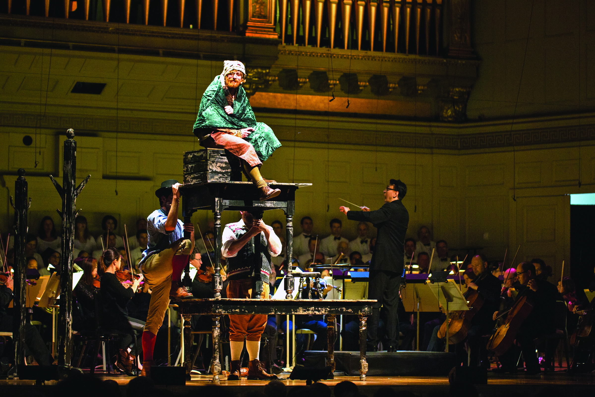 Ken David Masur leads the BSO and actors including Caleb Mayo in Peer Gynt