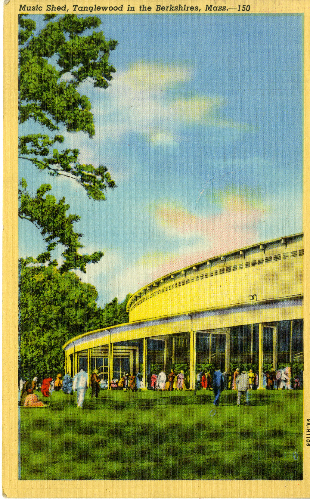 Color postcard of the Music Shed at Tanglewood