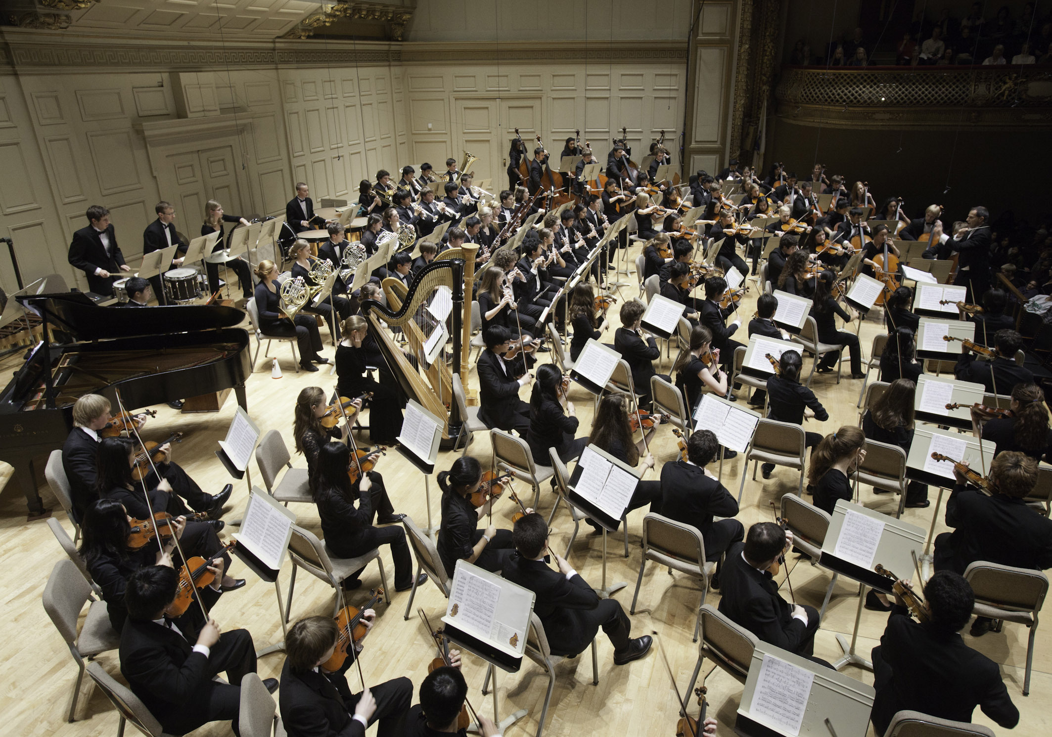 Full Boston Youth Symphony Orchestra on stage at Symphony Hall