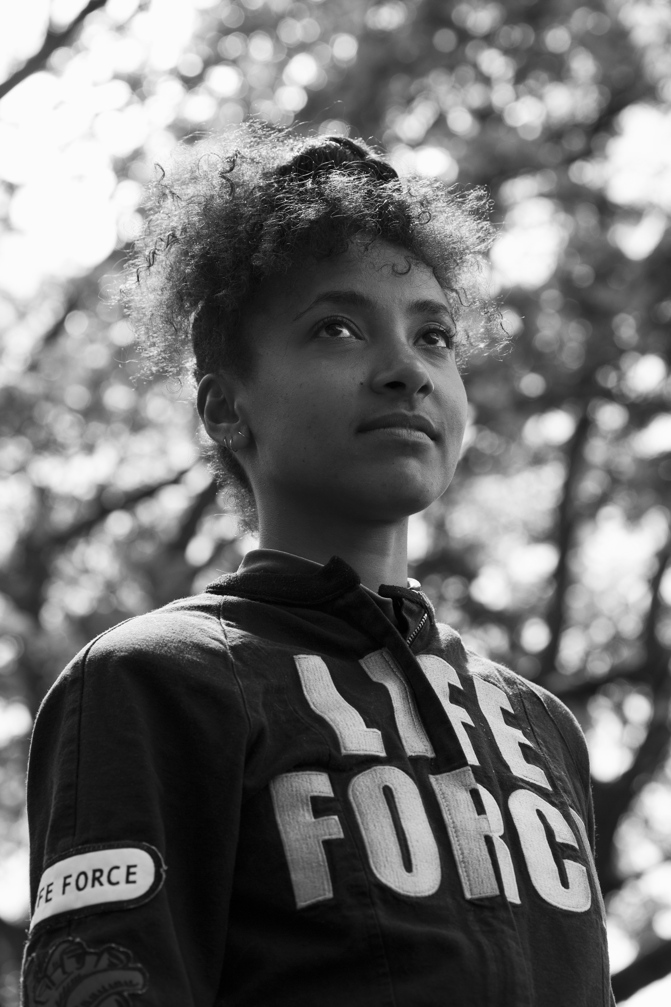 black and white photo of esperanza spalding