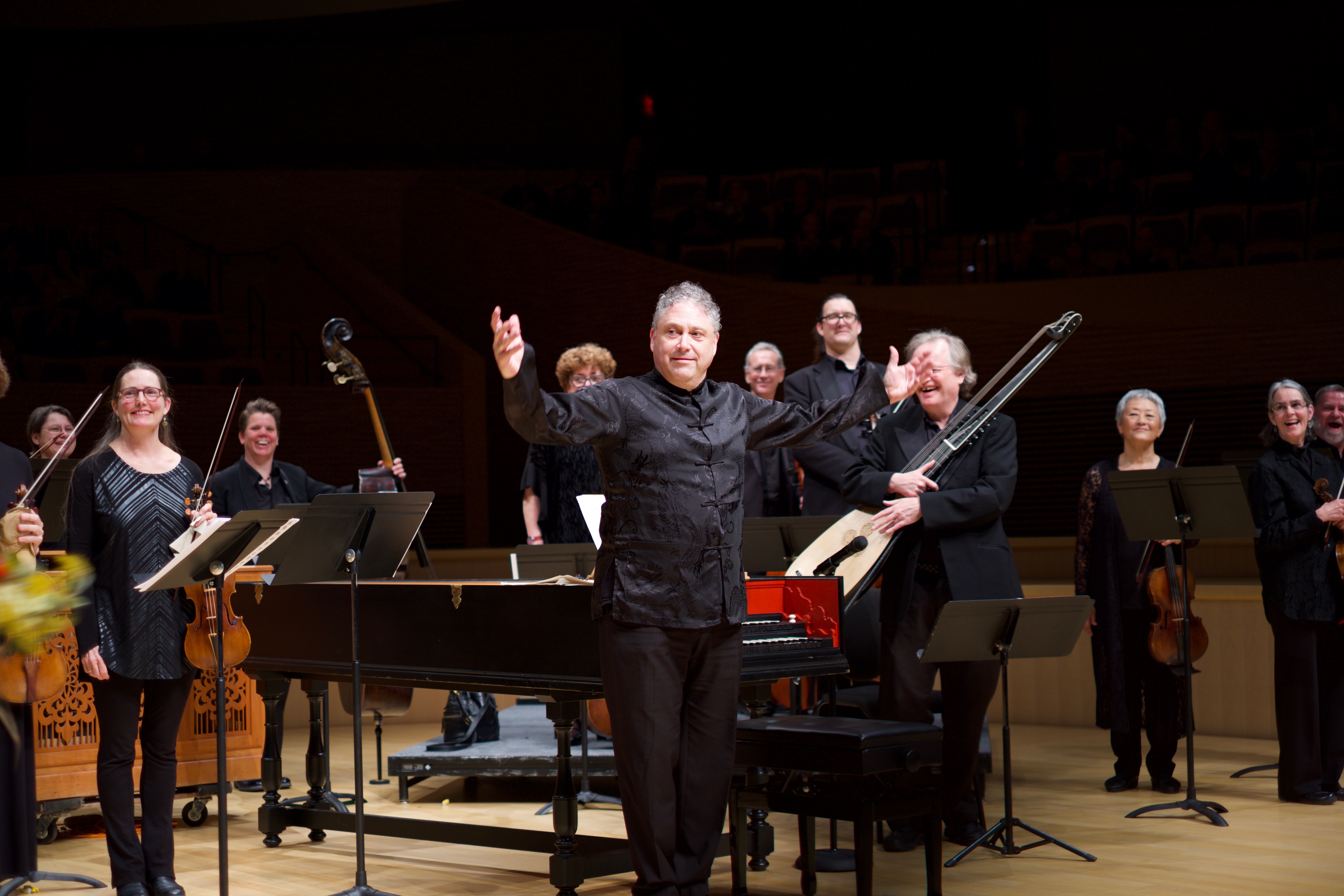 Philharmonia Baroque standing after a performance