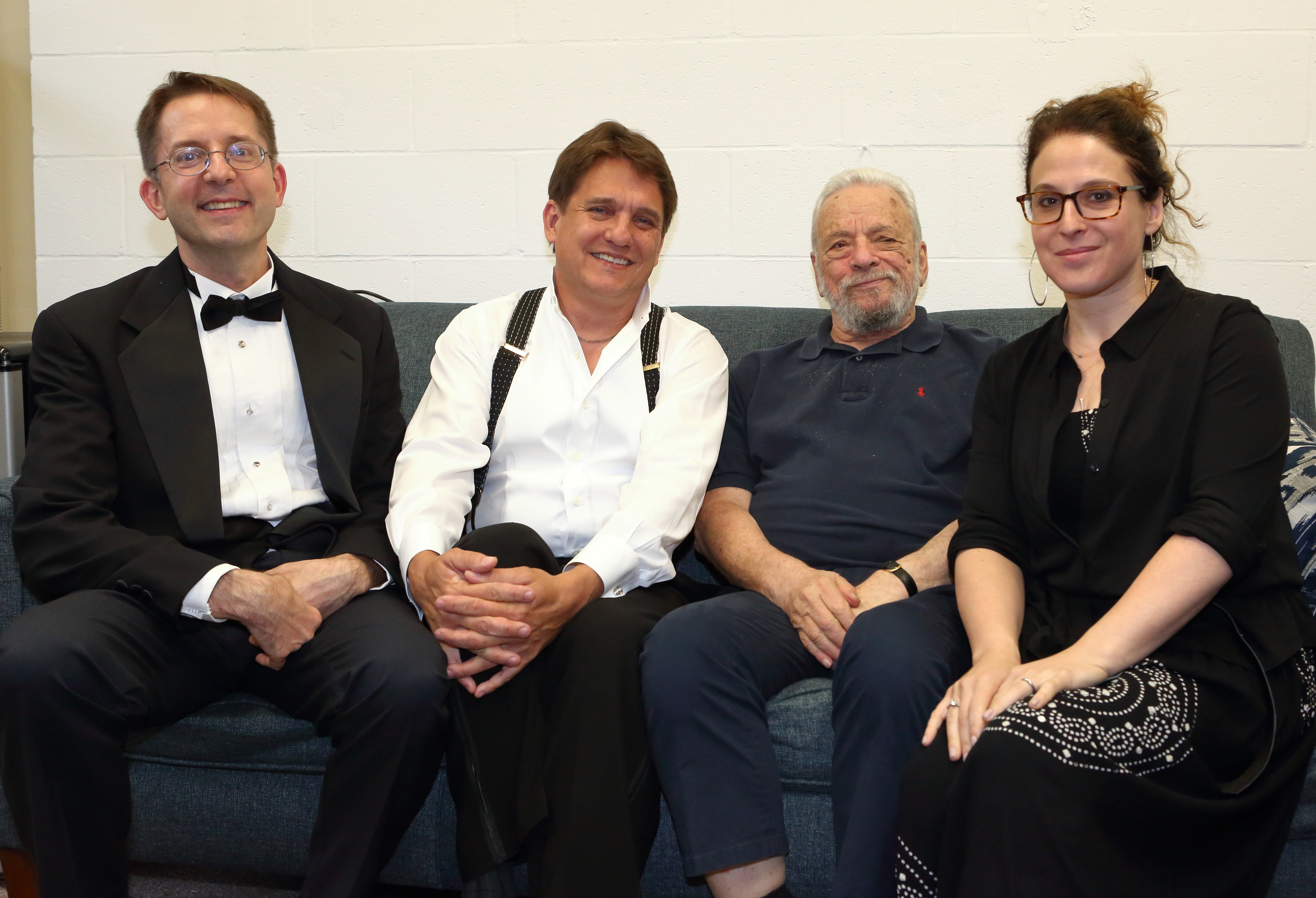 From left to right: David Loud, music director for our Sondheim on Sondheim production in 2017; Boston Pops Conductor Keith Lockhart; Stephen Sondheim; Sarna Lapine, director of the Sondheim on Sondheim production