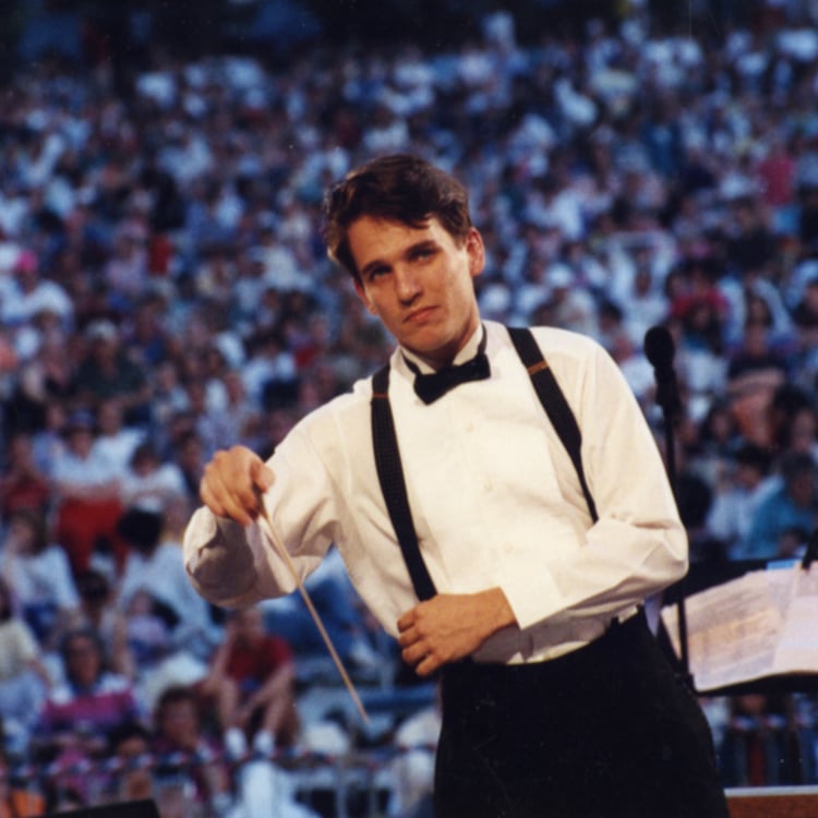 Keith Lockhart conducting at the Charles River Esplanade.
