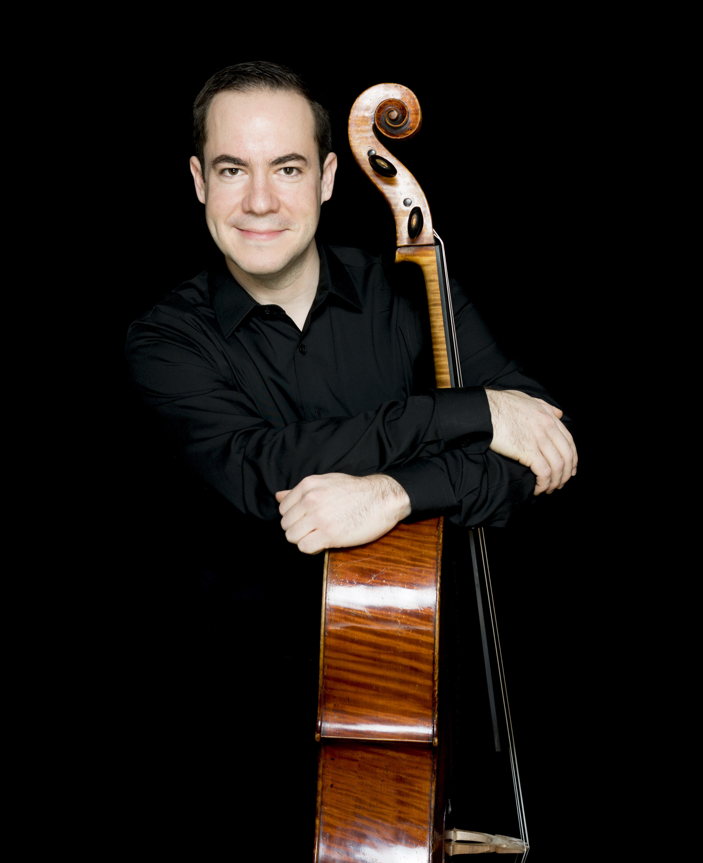 BSO Principal Cello Blaise Déjardin portrait with cello