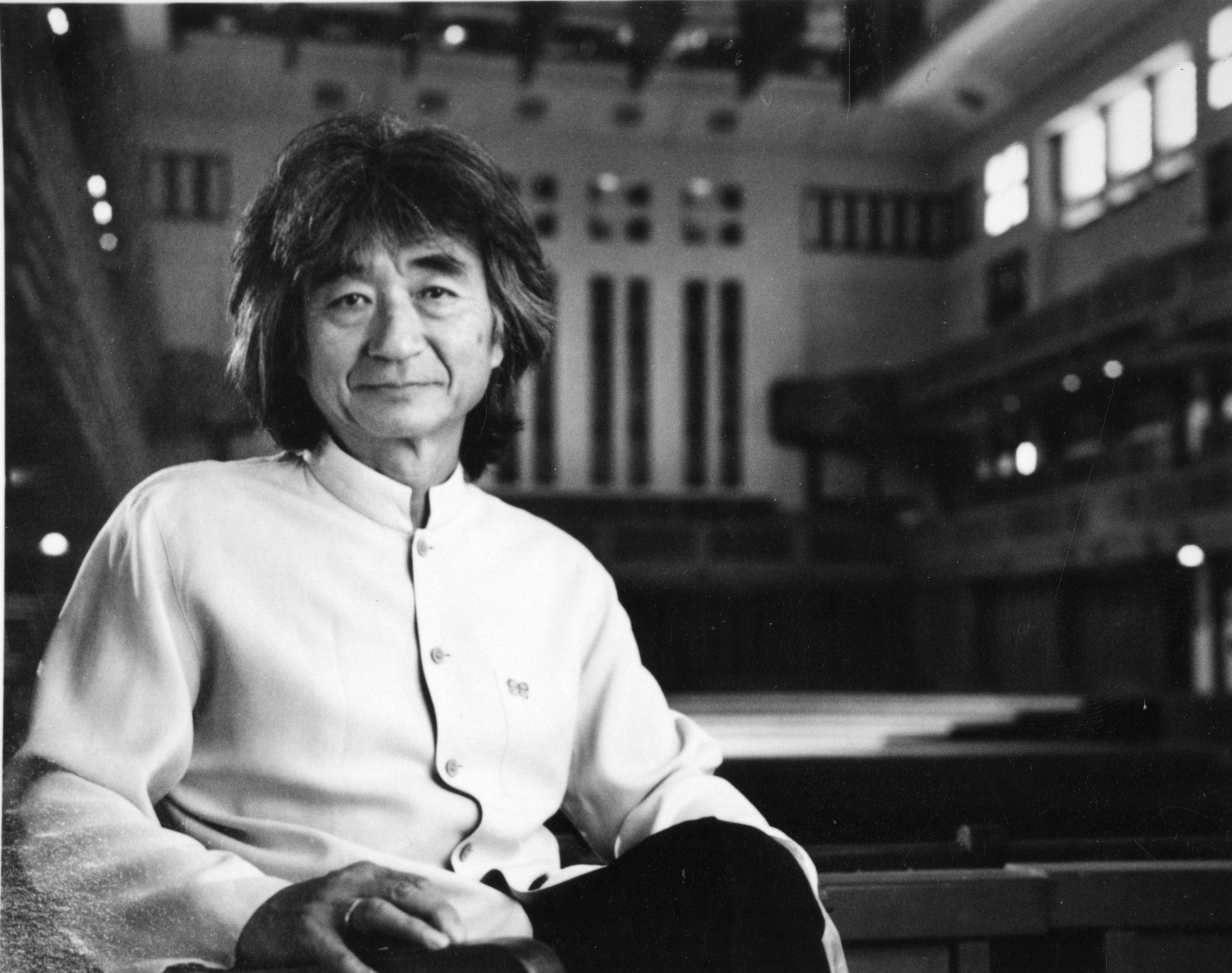 Seiji Ozawa inside Ozawa Hall, 1998