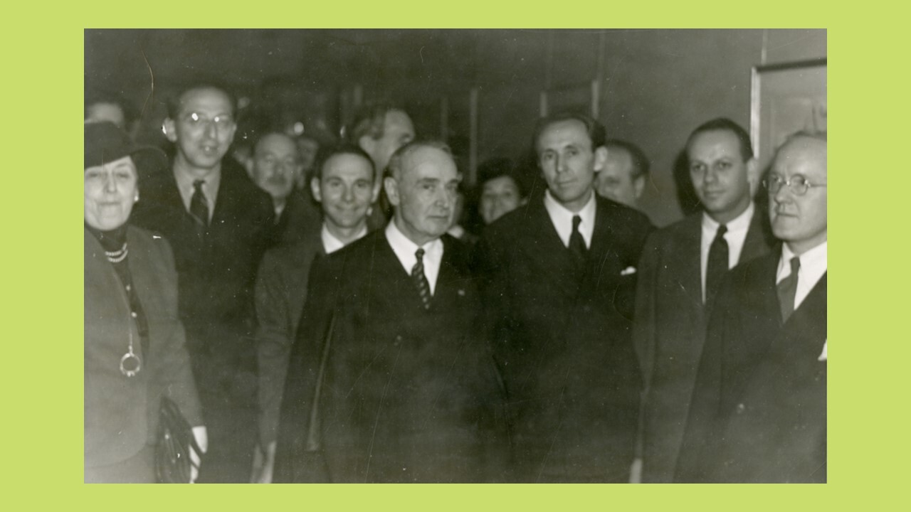 Serge Koussevitzky with American composers, ca. October 1939