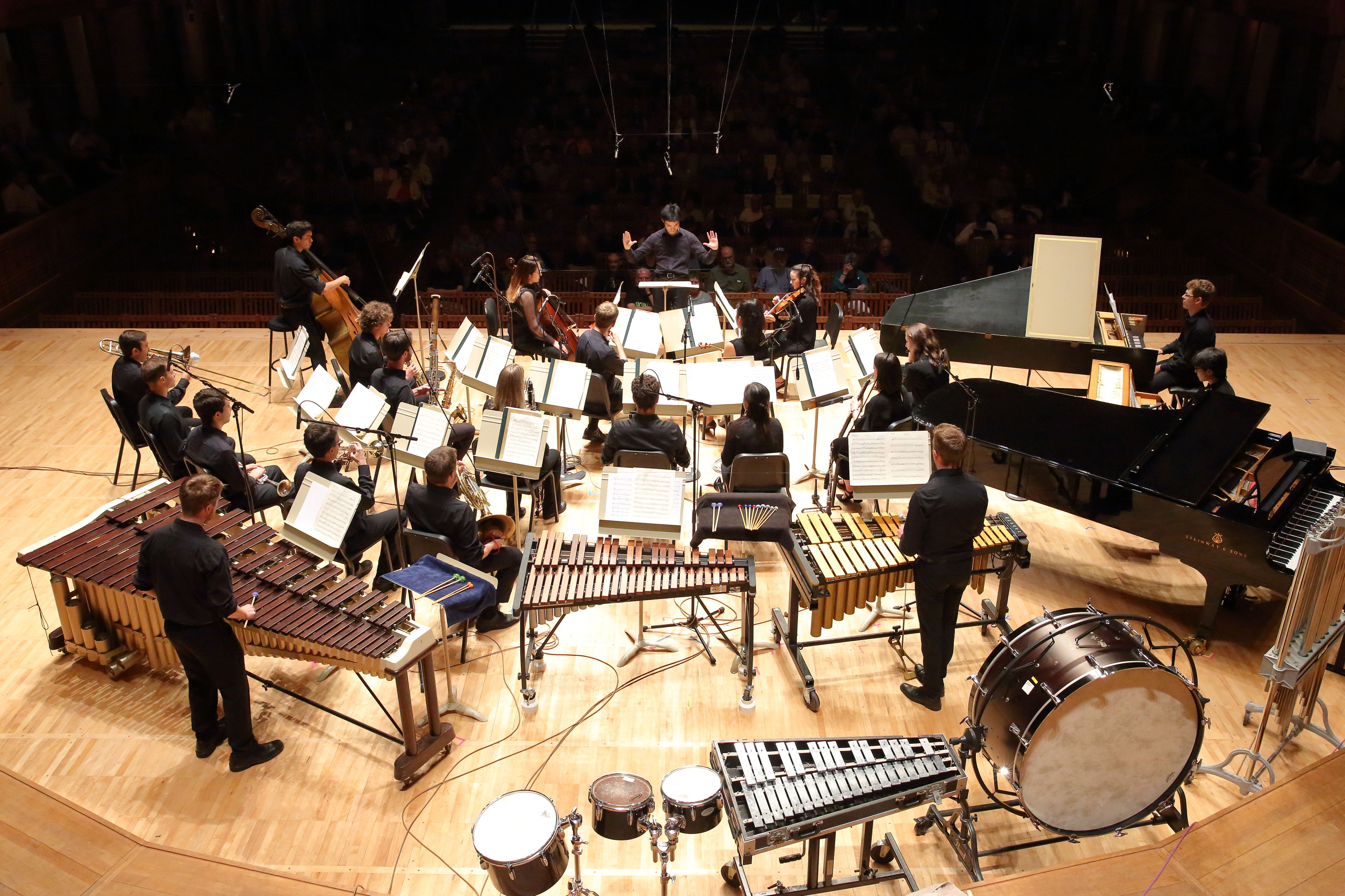 A chamber ensemble performing at Ozawa Hall at Tanglewood