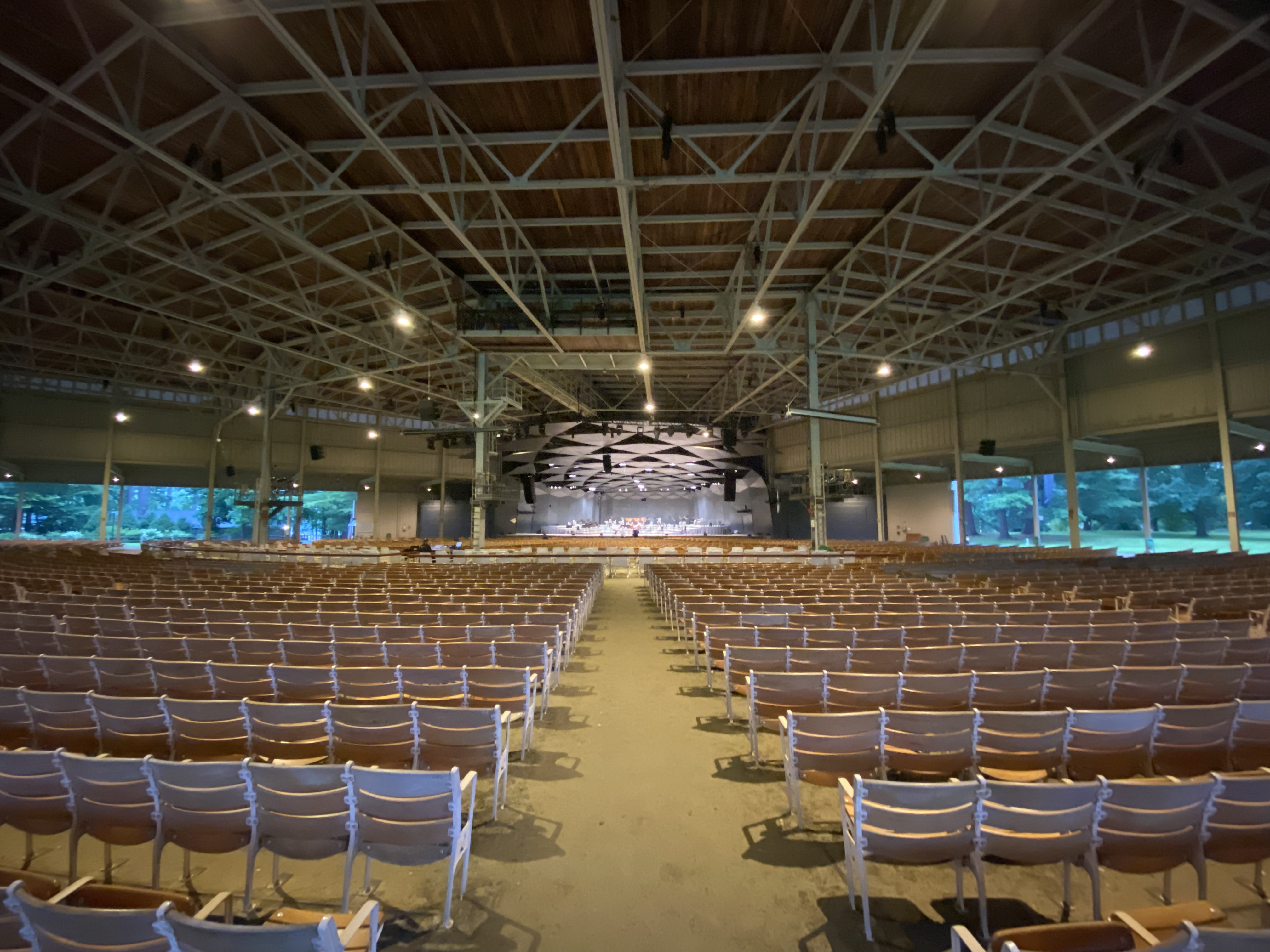 Tanglewood Shed with no patrons, as viewed from the back of the facility