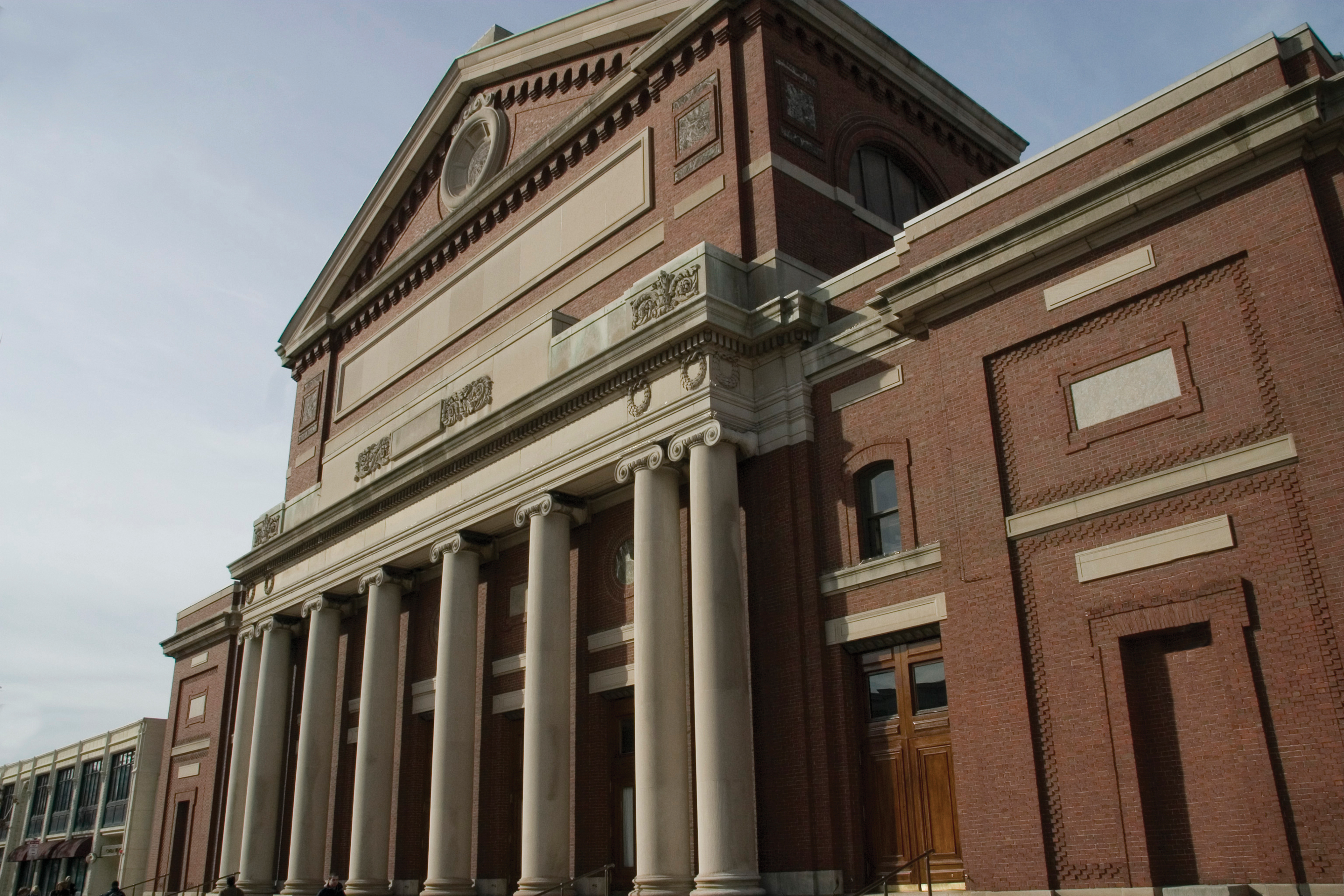 Symphony Hall exterior view of Huntington Ave entrance during the day