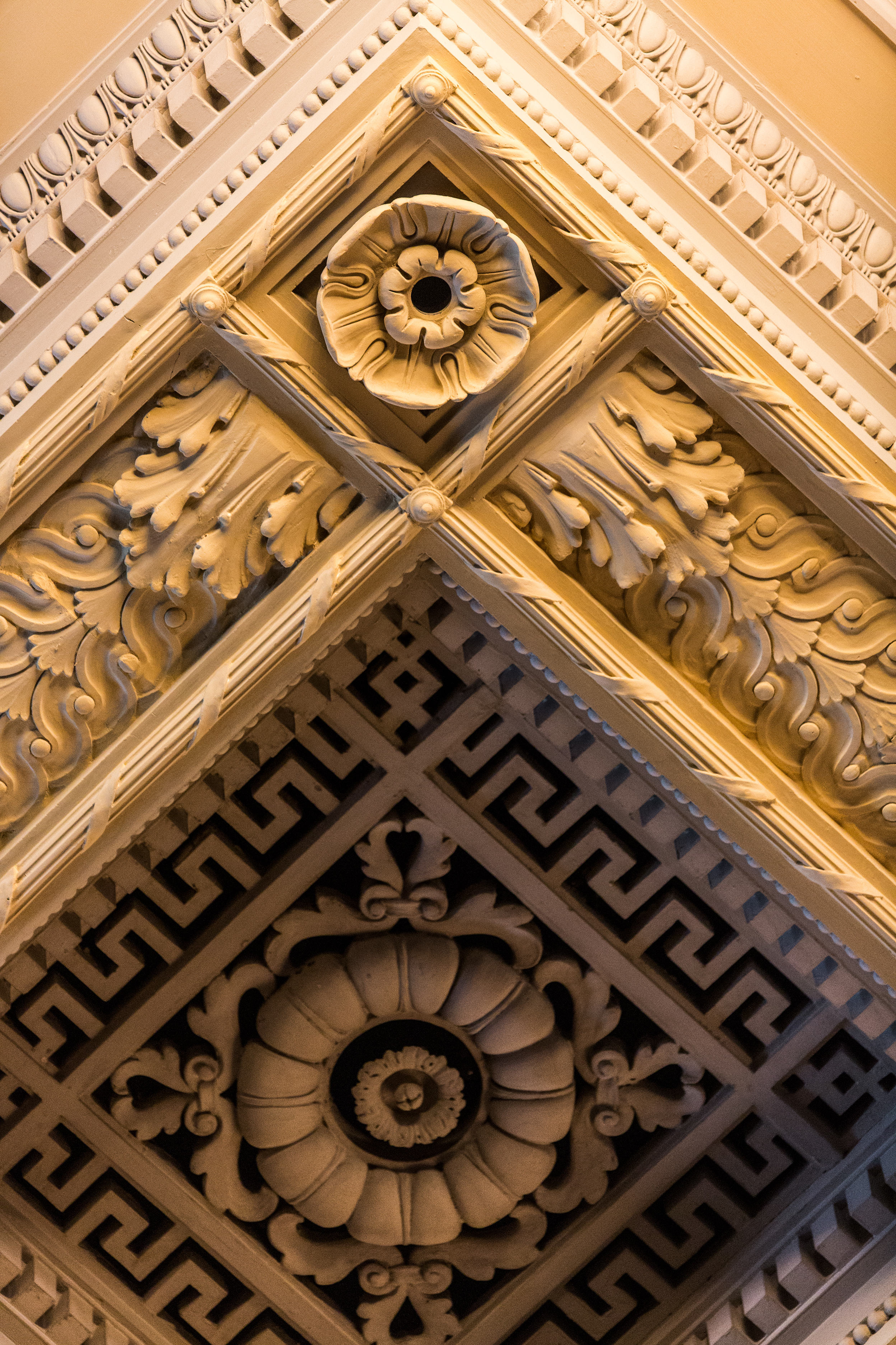 Close up view of intricate tile detail in Symphony Hall