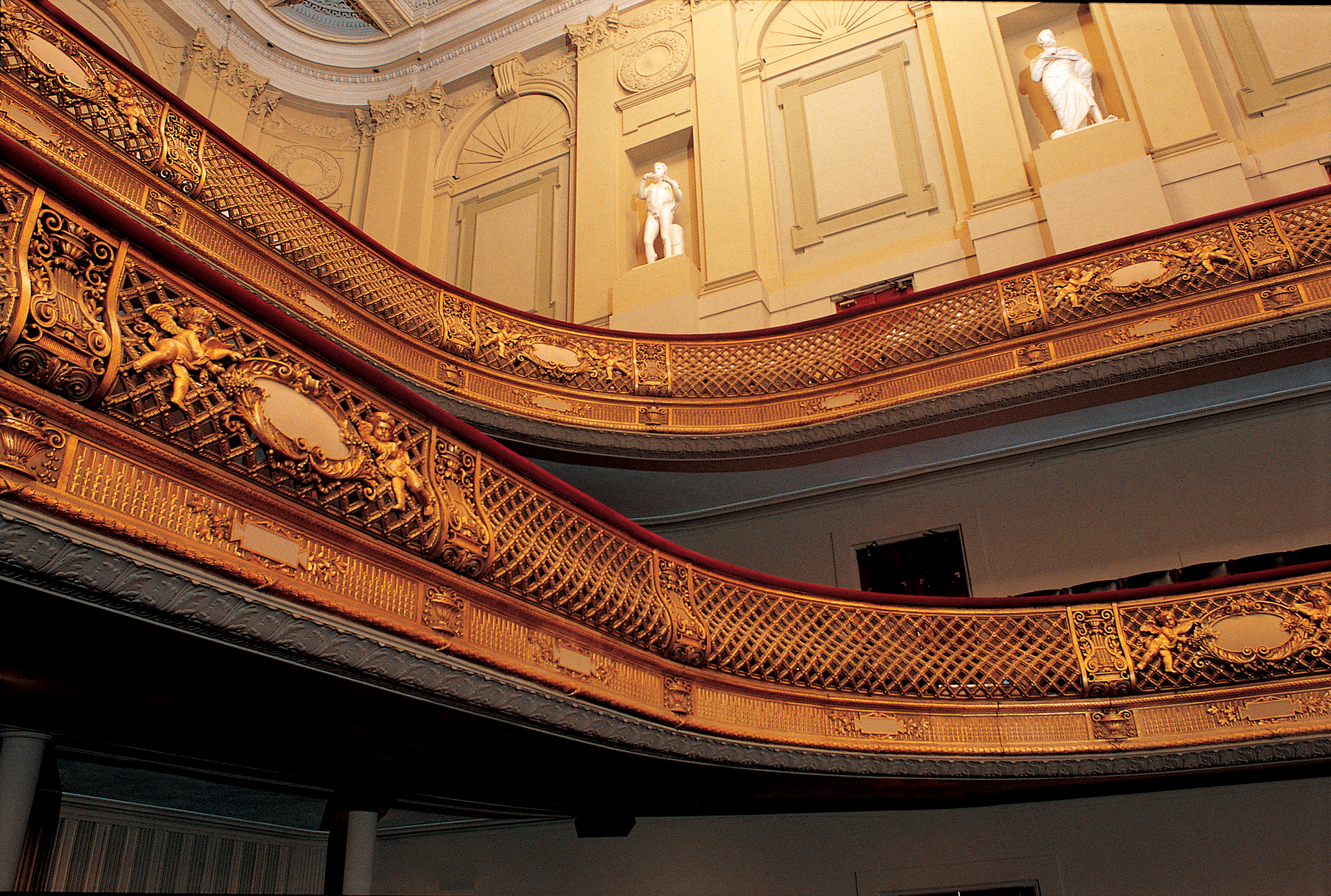 A view of the two balconies in Symphony Hall