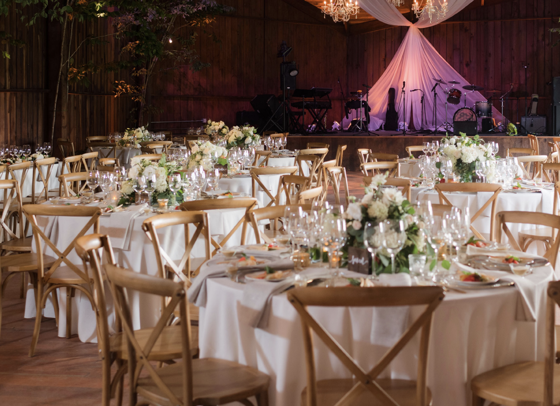 Venue at Tanglewood set up for a wedding